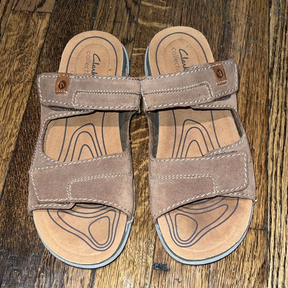 Clarks Ultimate Comfort Collection Men's Sandals 10 Brown Slip On Double Strap